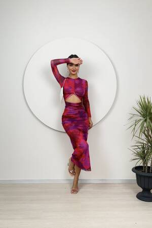 Tulle Fabric Printed Dress - Miss Janell - Globality Store - Women Clothes Wholesale Turkey