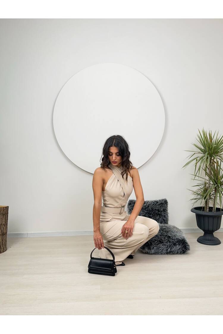 Mango Pattern Belt Detail Jumpsuit