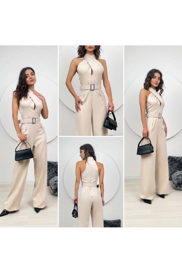 Mango Pattern Belt Detail Jumpsuit