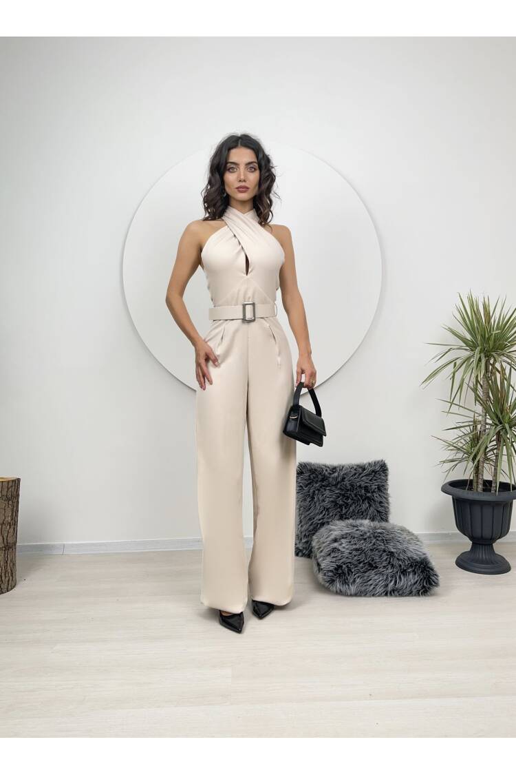 Mango Pattern Belt Detail Jumpsuit - Miss Janell - Globality Store - Women Clothes Wholesale Turkey