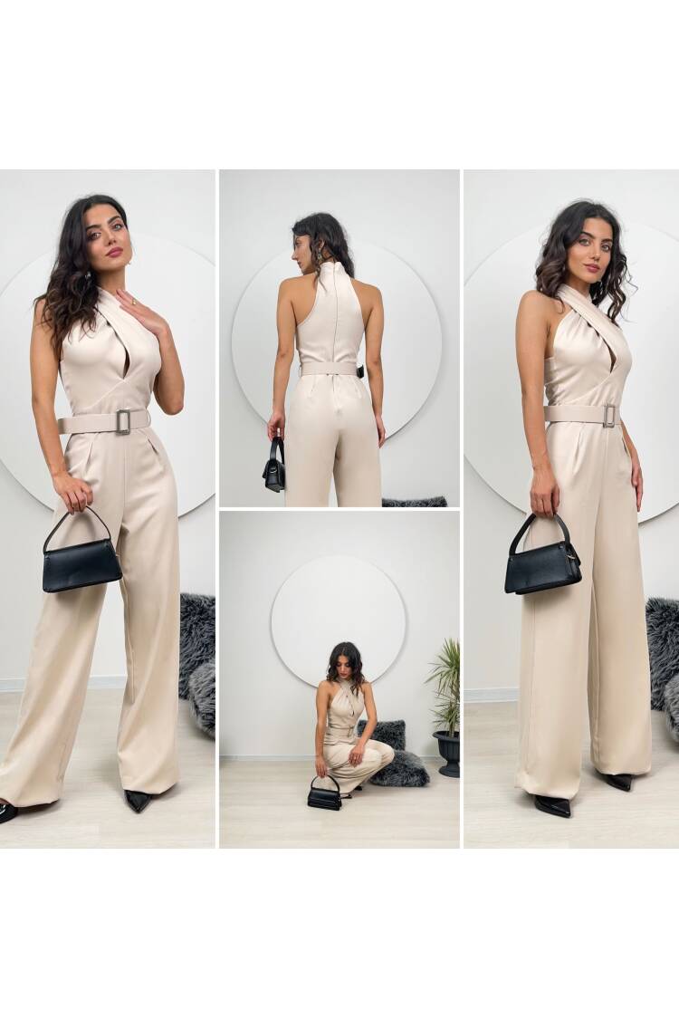 Mango Pattern Belt Detail Jumpsuit