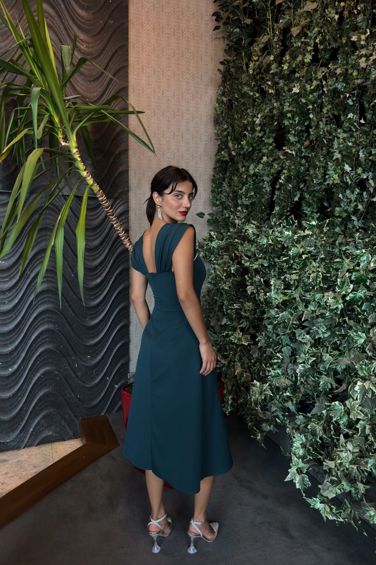 Chest Stripe Pearl Detail Dress