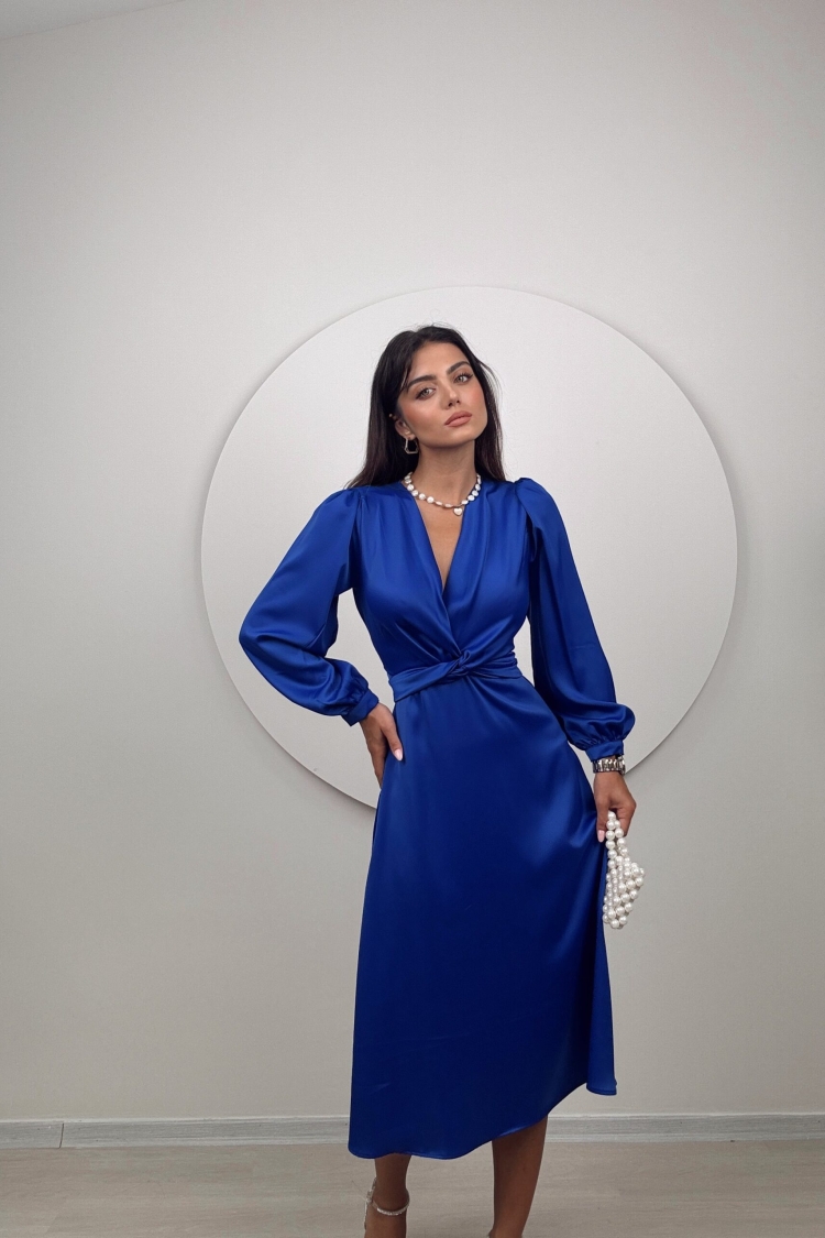 Satin Belted Dress - Miss Janell - Globality Store - Women Clothes Wholesale Turkey