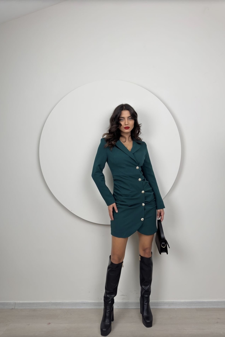 Ruffle Buttoned Jacket Dress - Miss Janell - Globality Store - Women Clothes Wholesale Turkey