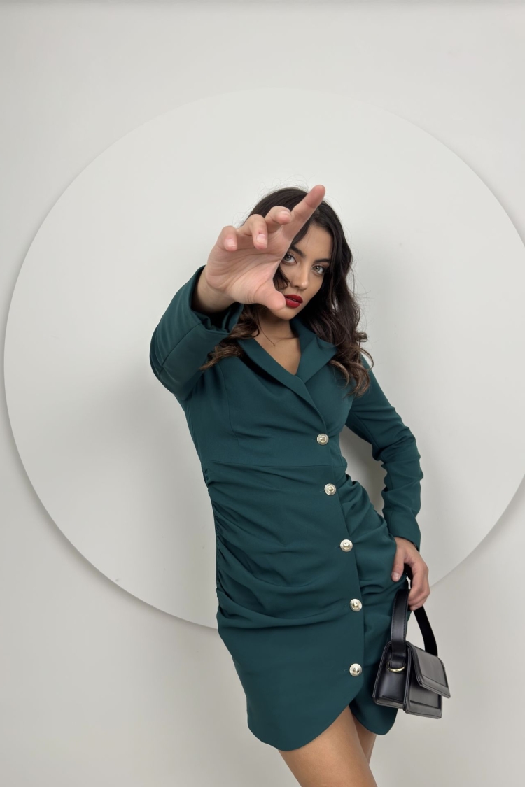 Ruffle Buttoned Jacket Dress