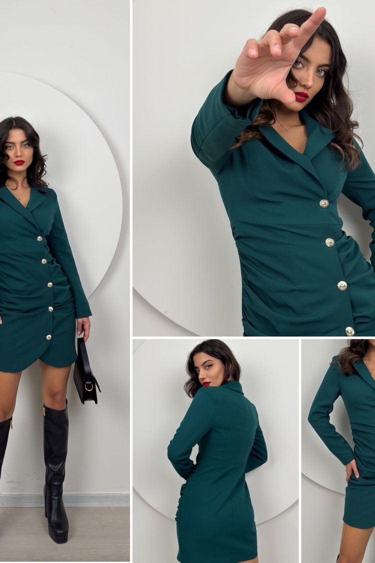 Ruffle Buttoned Jacket Dress