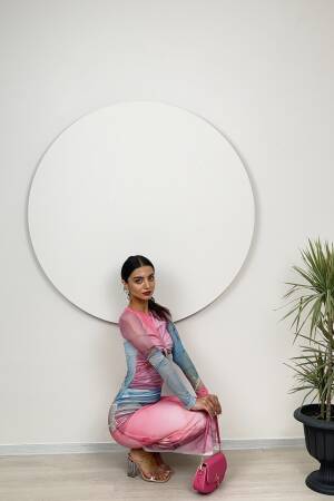 Tulle Fabric Printed Dress - Miss Janell - Globality Store - Women Clothes Wholesale Turkey