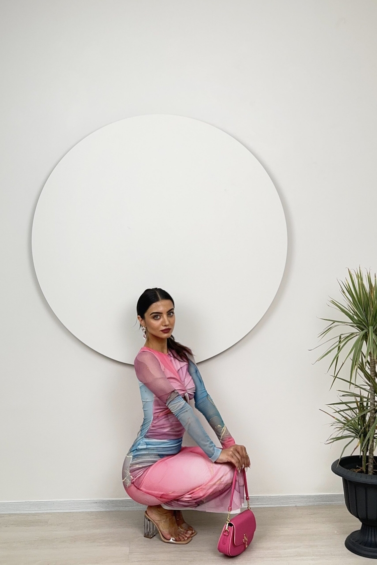 Tulle Fabric Printed Dress