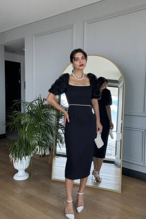 Sleeves Imported Fabric Pearl Deyat Dress - Miss Janell - Globality Store - Women Clothes Wholesale Turkey