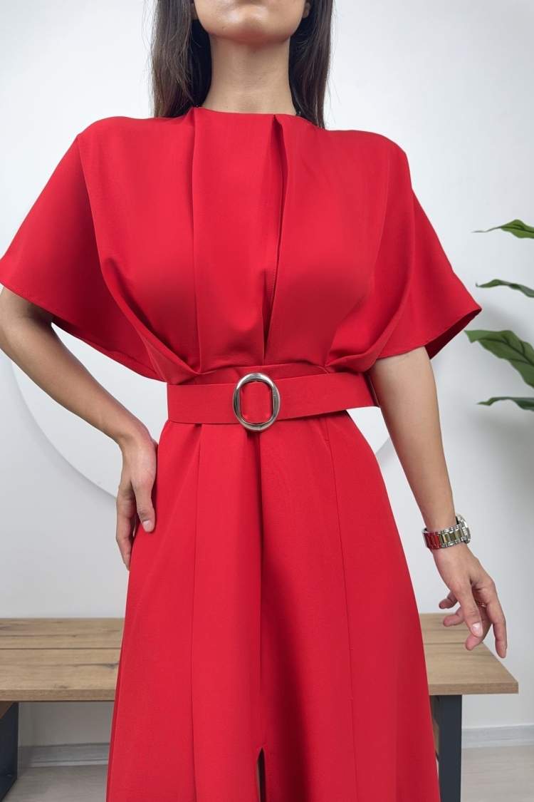 Atlas Fabric Belted Dress - Brand: Miss Janell - Women's Clothing Wholesale - Globality Store