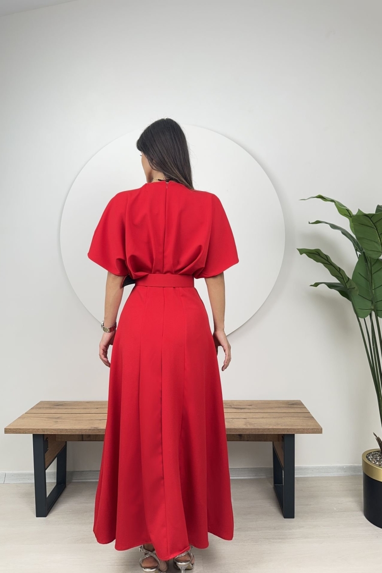Atlas Fabric Belted Dress