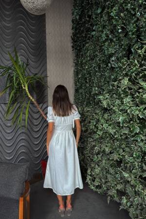 Shile Cloth Lace Detailed Balloon Sleeve Long Dress - Miss Janell - Globality Store - Women Clothes Wholesale Turkey