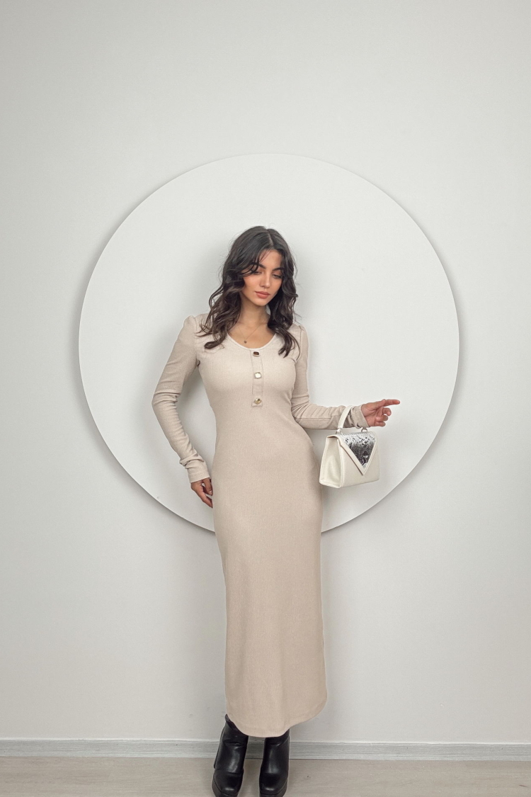 V Neck Knitted Dress