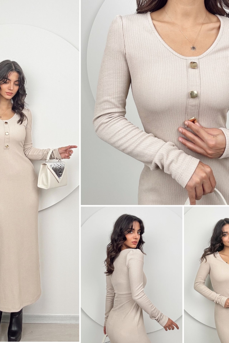 V Neck Knitted Dress