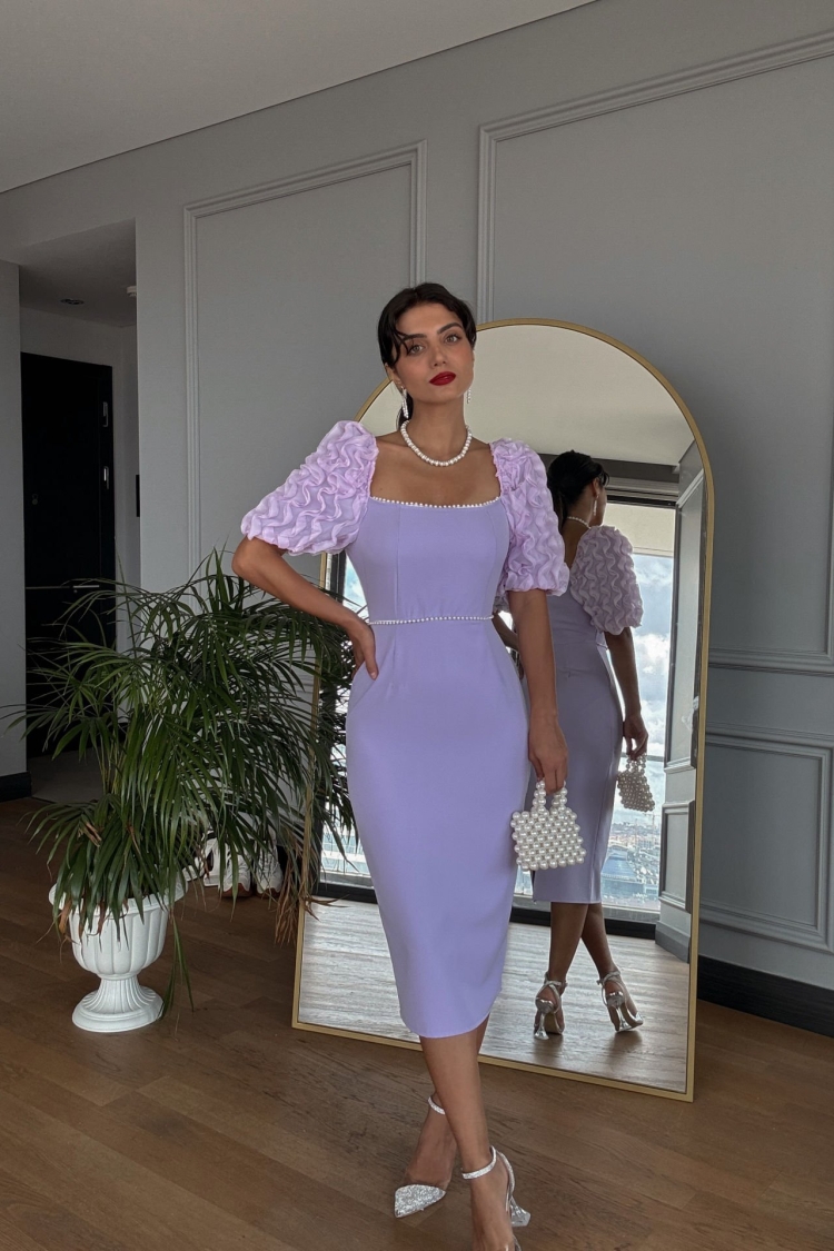 Sleeves Imported Fabric Pearl Deyat Dress
