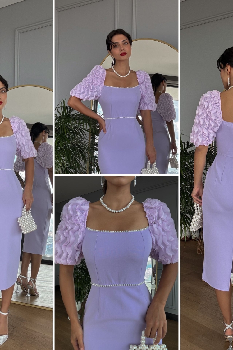 Sleeves Imported Fabric Pearl Deyat Dress
