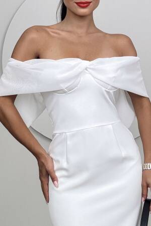 Strapless Chiffon Garnished Atlas Glop Dress - Miss Janell - Globality Store - Women Clothes Wholesale Turkey