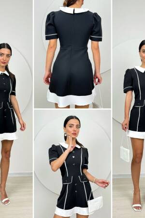 Garnished Heart Button Belted Dress - Miss Janell - Globality Store - Women Clothes Wholesale Turkey