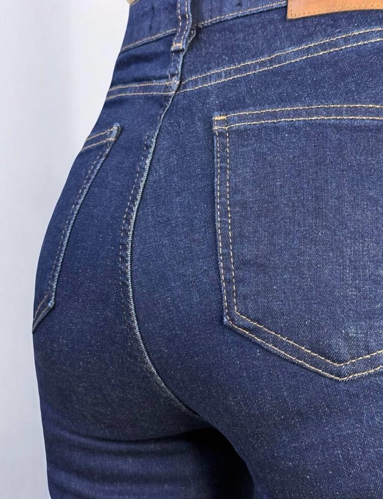High Waist Half Spanish Leg Rinse Jeans - Navy