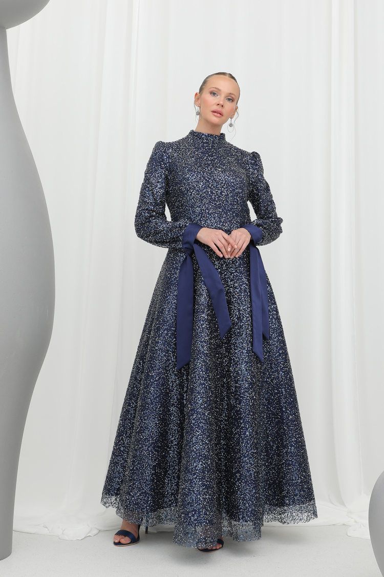 Elegant Evening Dress With Sparkly Sequin Detail - Puane - Globality Store - Women Clothes Wholesale Turkey