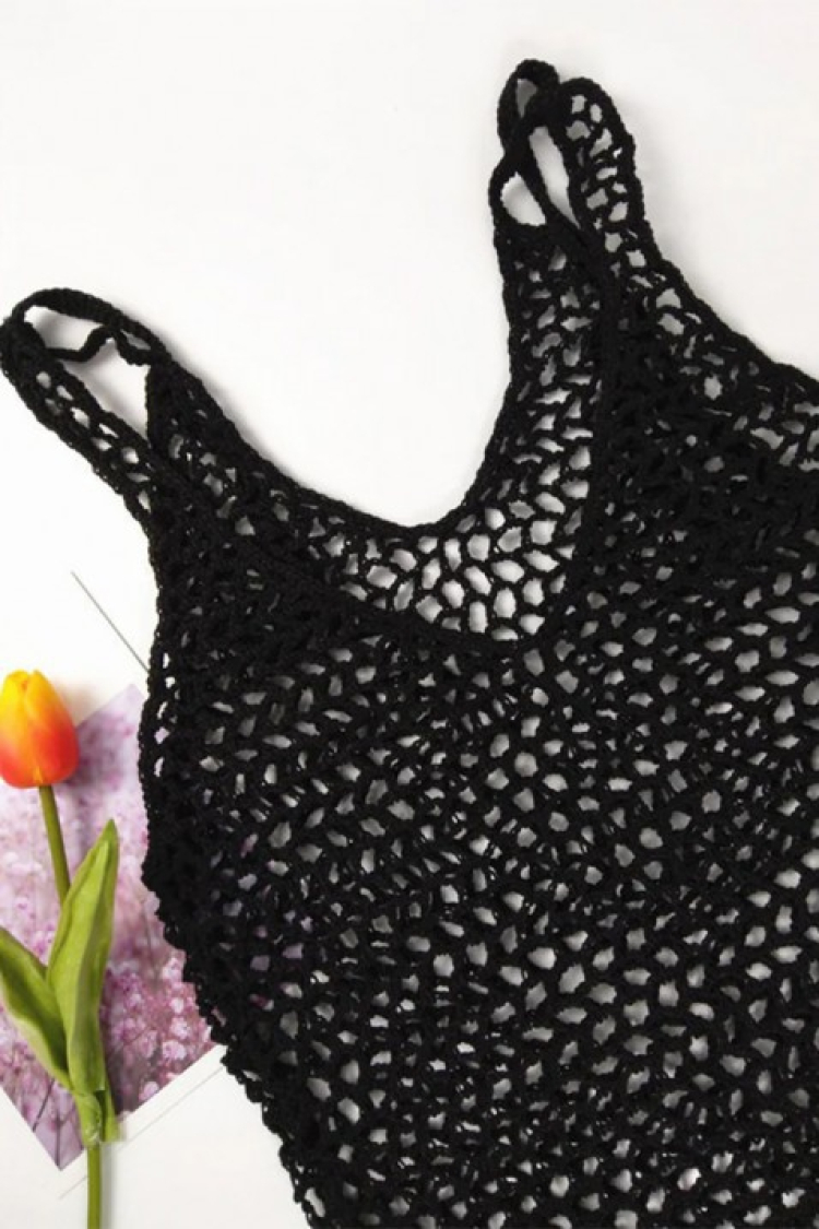 Women's Mesh Pattern Full Length Strappy Knitwear Pareo