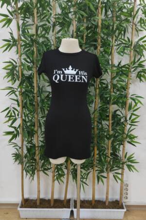 Women's Short Sleeve Queen Print Two Thread Mini Dress - Janes - Globality Store - Women Clothes Wholesale Turkey
