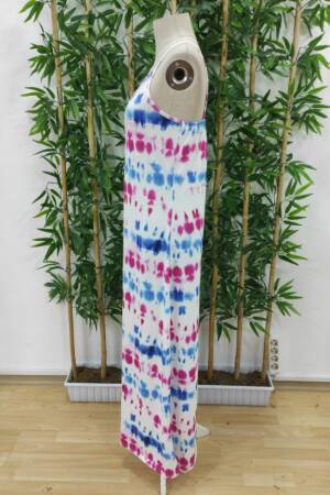 Women's Strappy Full Length Jersey Dress - White & Blue - Janes - Globality Store - Women Clothes Wholesale Turkey