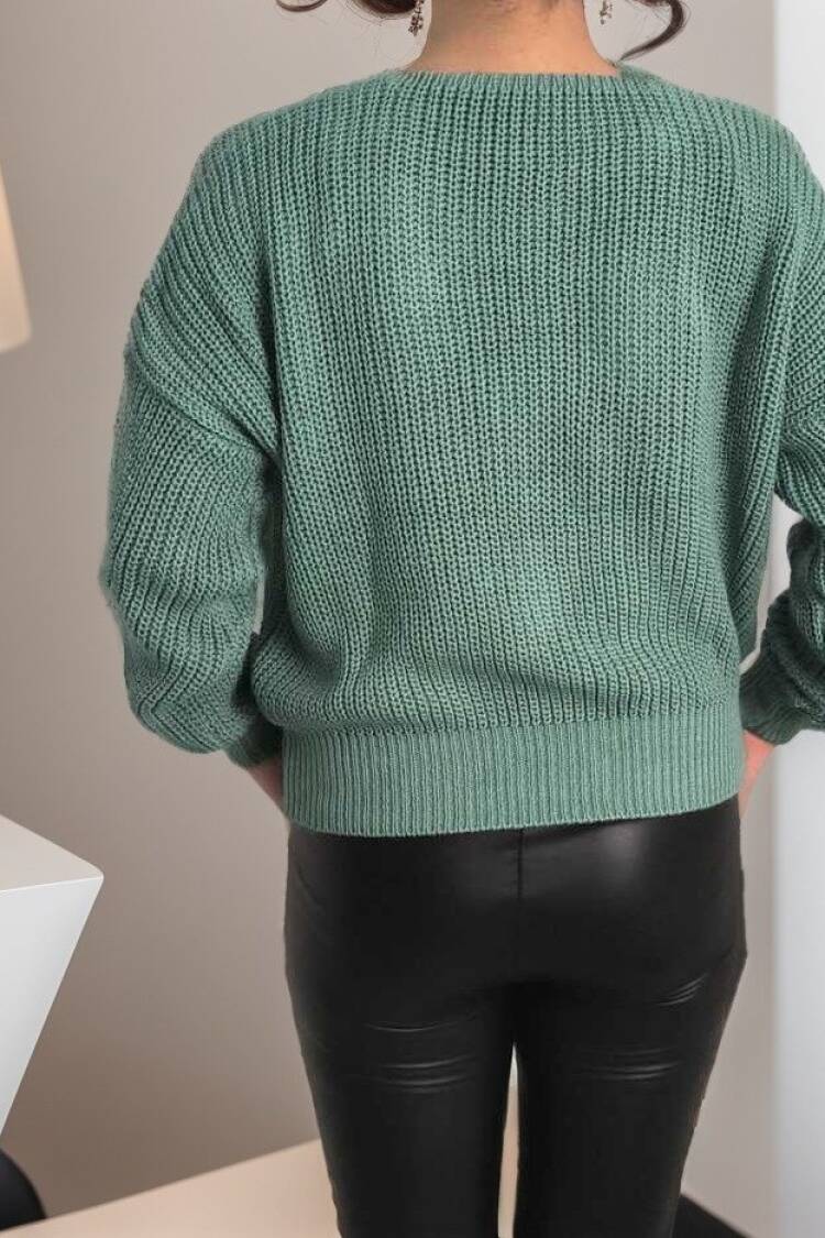 Women's Long Sleeve Button Detail Knit Blouse