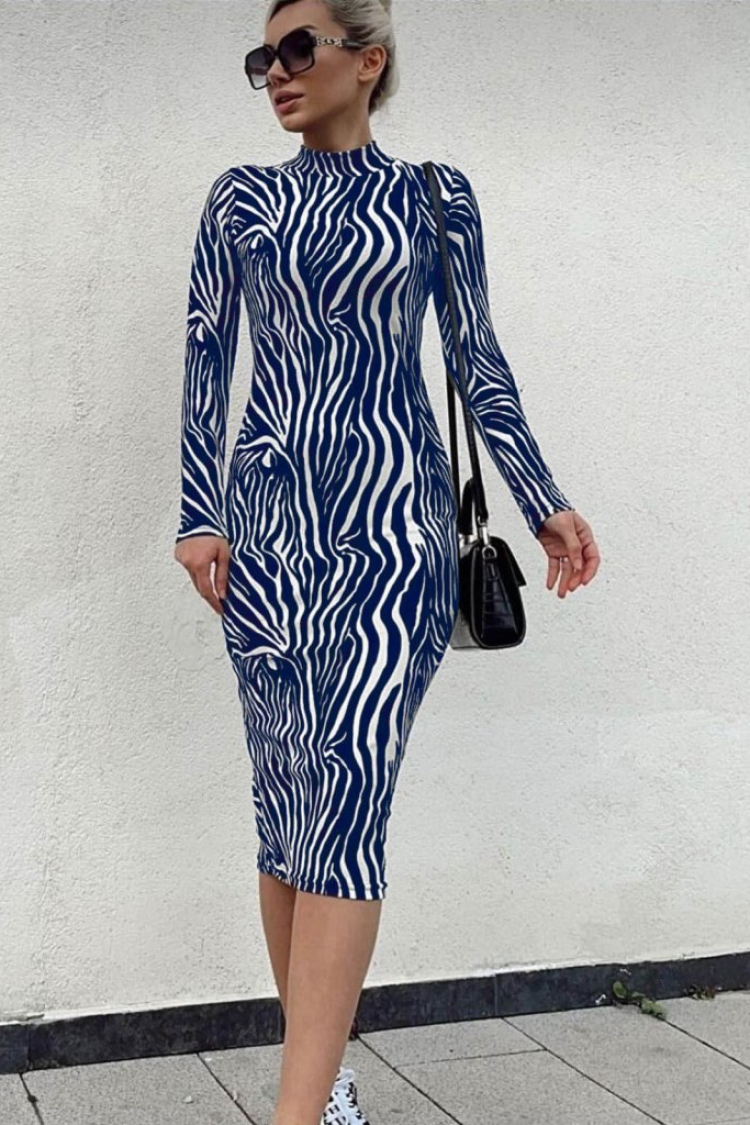 Women's Long Sleeve Micro Midi Dress - Mix Color - Janes - Globality Store - Women Clothes Wholesale Turkey
