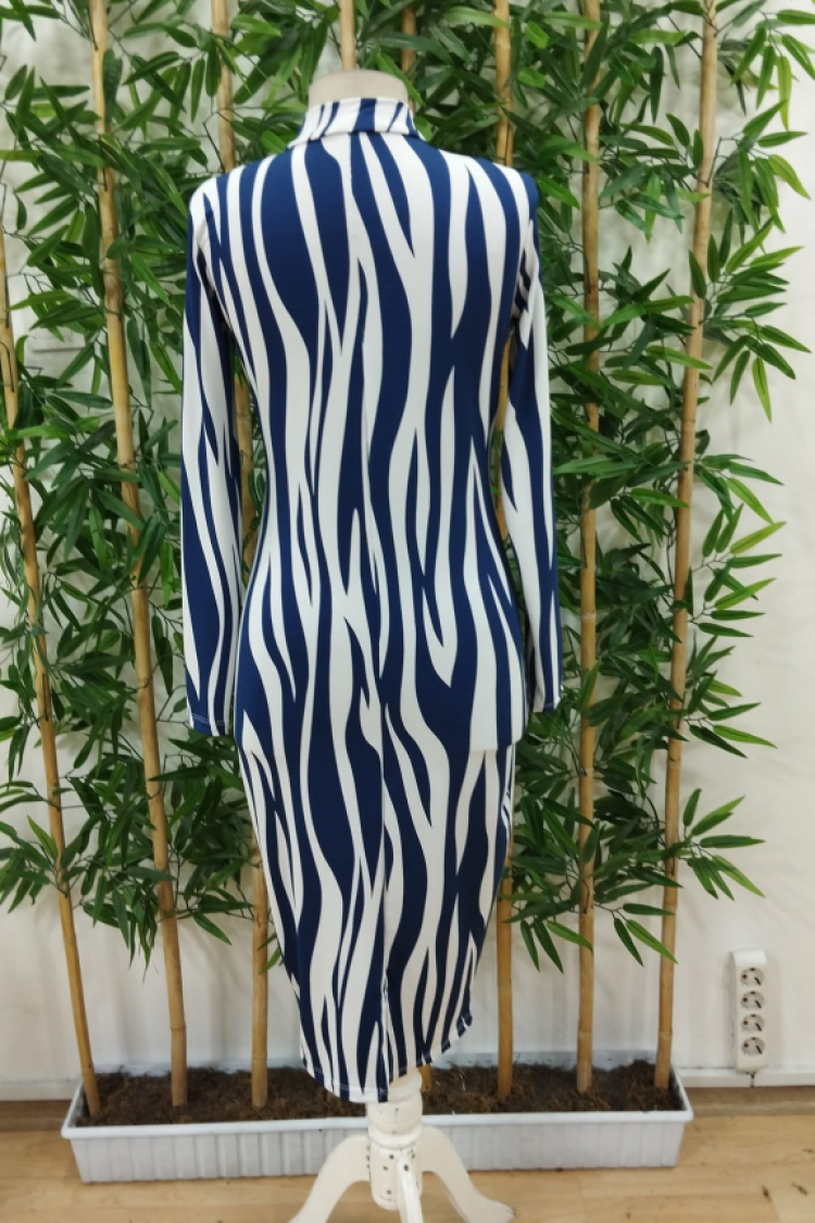Women's Long Sleeve Micro Midi Dress - Mix Color