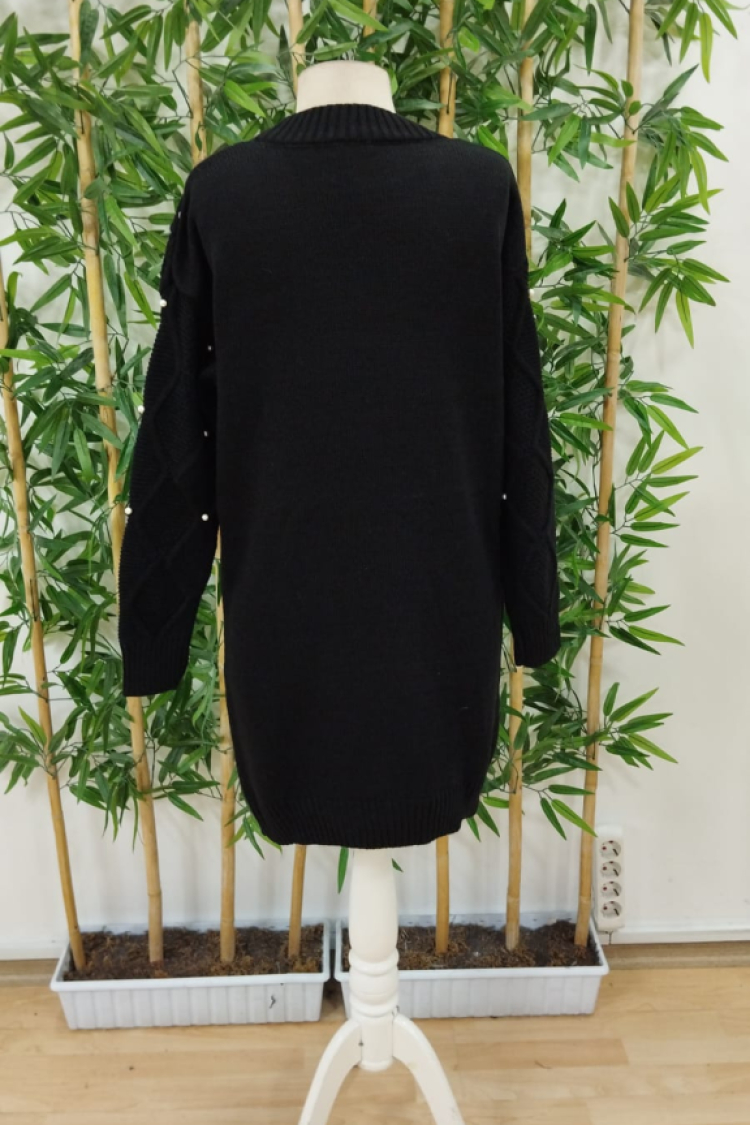 Women's Long Sleeve Crew Neck Patterned Knit Dress