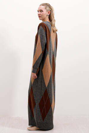 Long Knit Dress -& Brown - Bigdart - Globality Store - Women Clothes Wholesale Turkey
