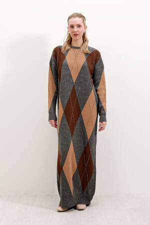 Long Knit Dress -& Brown - Bigdart - Globality Store - Women Clothes Wholesale Turkey