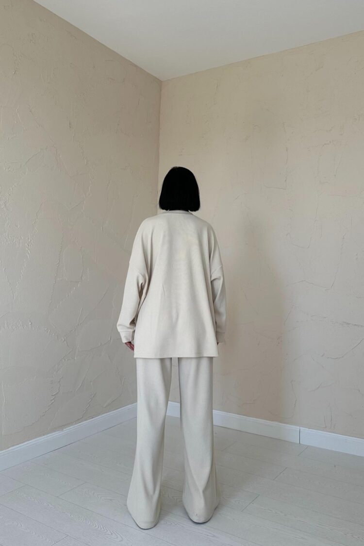 Ribbed Comfort Blouse & Trouser Suit