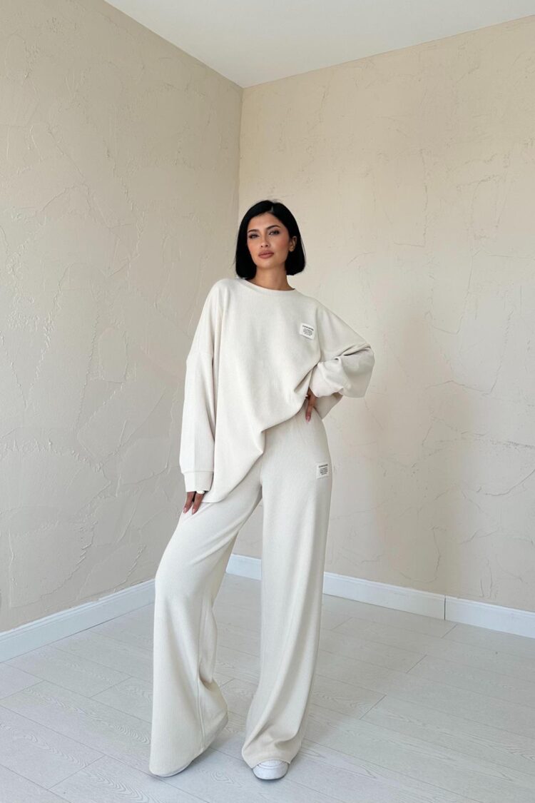 Ribbed Comfort Blouse & Trouser Suit - Elisa - Globality Store - Women Clothes Wholesale Turkey