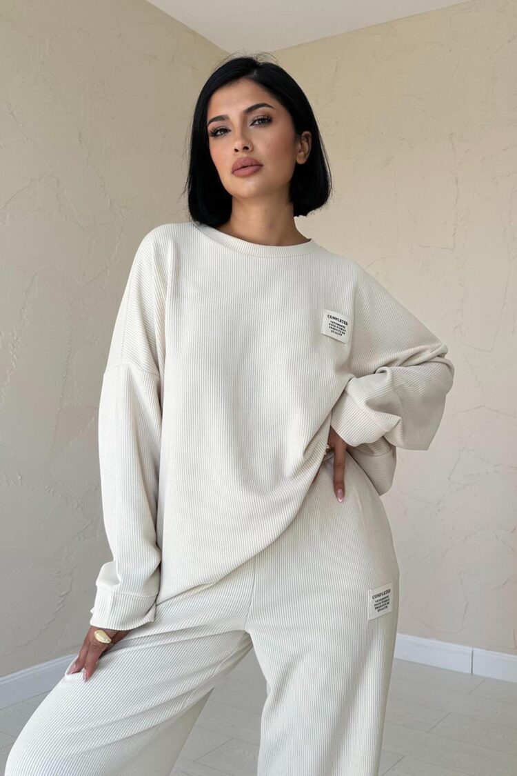 Ribbed Comfort Blouse & Trouser Suit