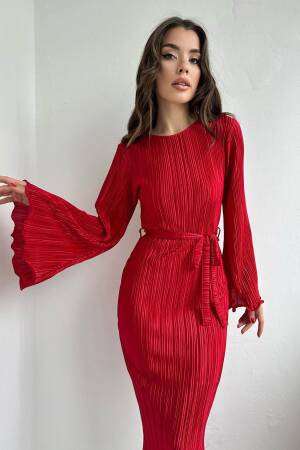 Spanish Sleeve Pleated Dress - Elisa - Globality Store - Women Clothes Wholesale Turkey