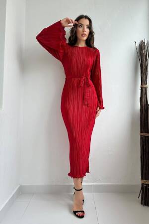 Spanish Sleeve Pleated Dress - Elisa - Globality Store - Women Clothes Wholesale Turkey