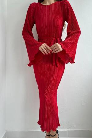 Spanish Sleeve Pleated Dress - Elisa - Globality Store - Women Clothes Wholesale Turkey