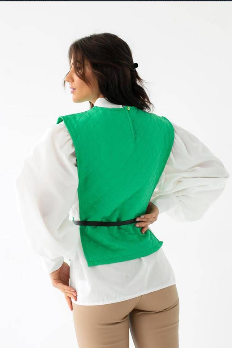 Belted Shirt And Poncho Set