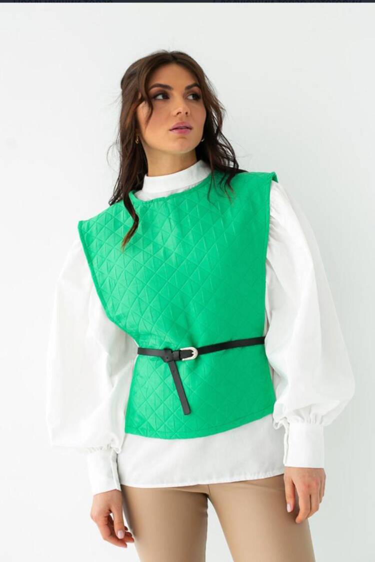 Belted Shirt And Poncho Set