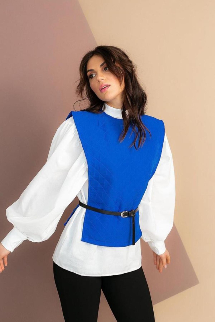 Belted Shirt And Poncho Set - Elisa - Globality Store - Women Clothes Wholesale Turkey