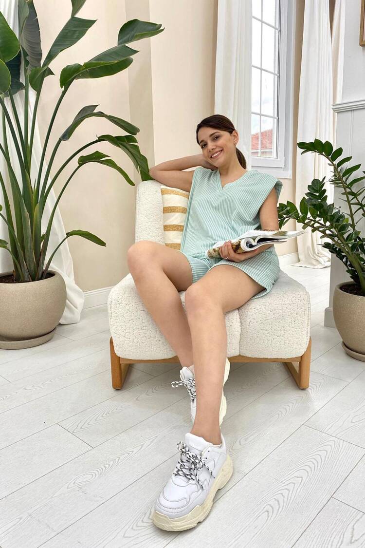 Striped Shorts Set - Elisa - Globality Store - Women Clothes Wholesale Turkey