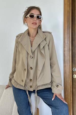 Double Layer Short Jacket - Light - Elisa - Globality Store - Women Clothes Wholesale Turkey