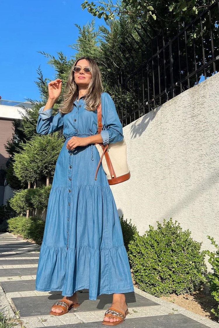Shirt Dress - Blue