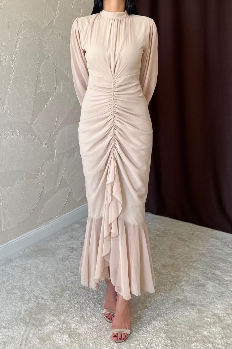 Gathered Front Chiffon Dress