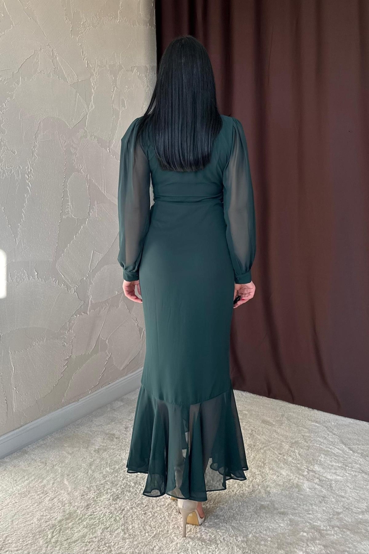 Gathered Front Chiffon Dress