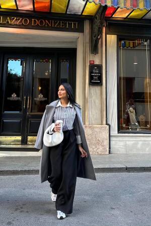 Long Coat - Gray - Elisa - Globality Store - Women Clothes Wholesale Turkey