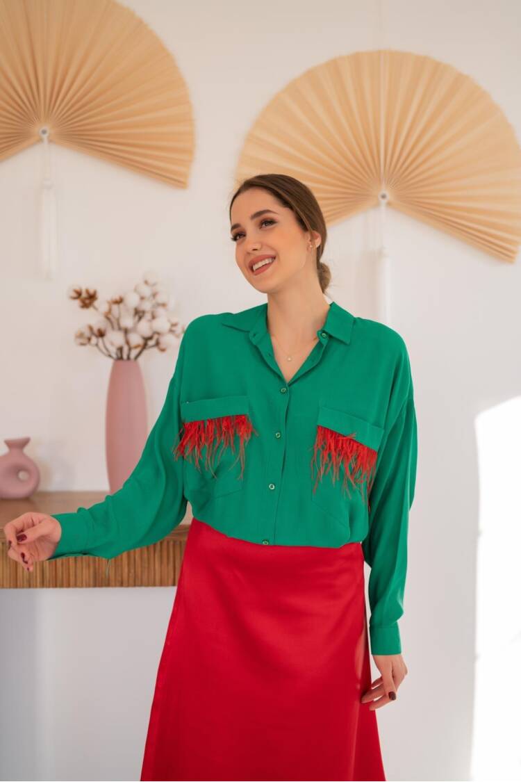 Pocket Tasseled Shirt - Elisa - Globality Store - Women Clothes Wholesale Turkey