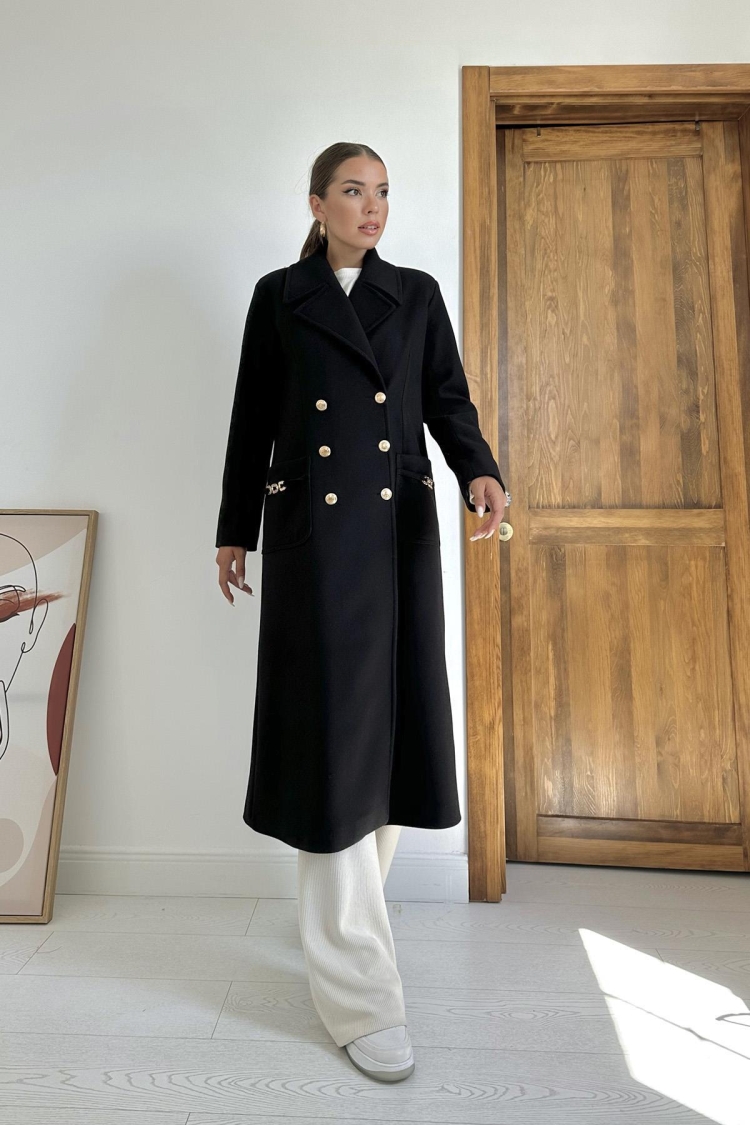 Pocket Chain Coat - Elisa - Globality Store - Women Clothes Wholesale Turkey